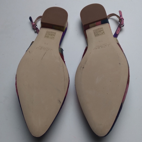 J. Crew Slingback flat shoes plaid fabric multicolor size 7.5 - Picture 3 of 9